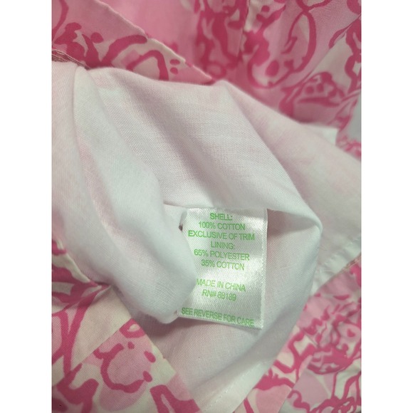 Lilly Pulitzer Girls Pink White Floral Peplum Shift Dress Size 7 - Picture 4 of 6